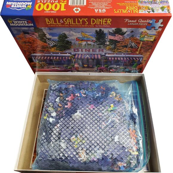 White Mountain Bill & Sally's Diner 1000 Piece Puzzle #1631 24inx30in Pre-Owned - Picture 2 of 7